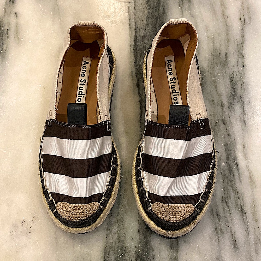 Acne Studios Brown/White Bibiana Espadrille Flats